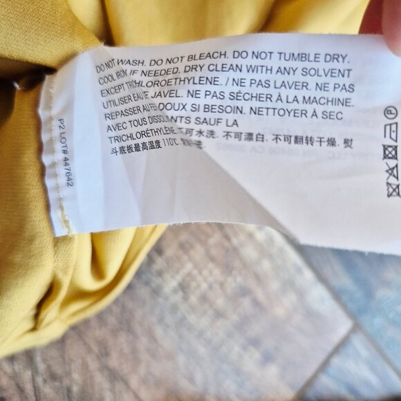 Theory Silk Blend Chiffon Tie-Front Button-Up Shirt Pocket Long Sleeve Yellow - Picture 10 of 13